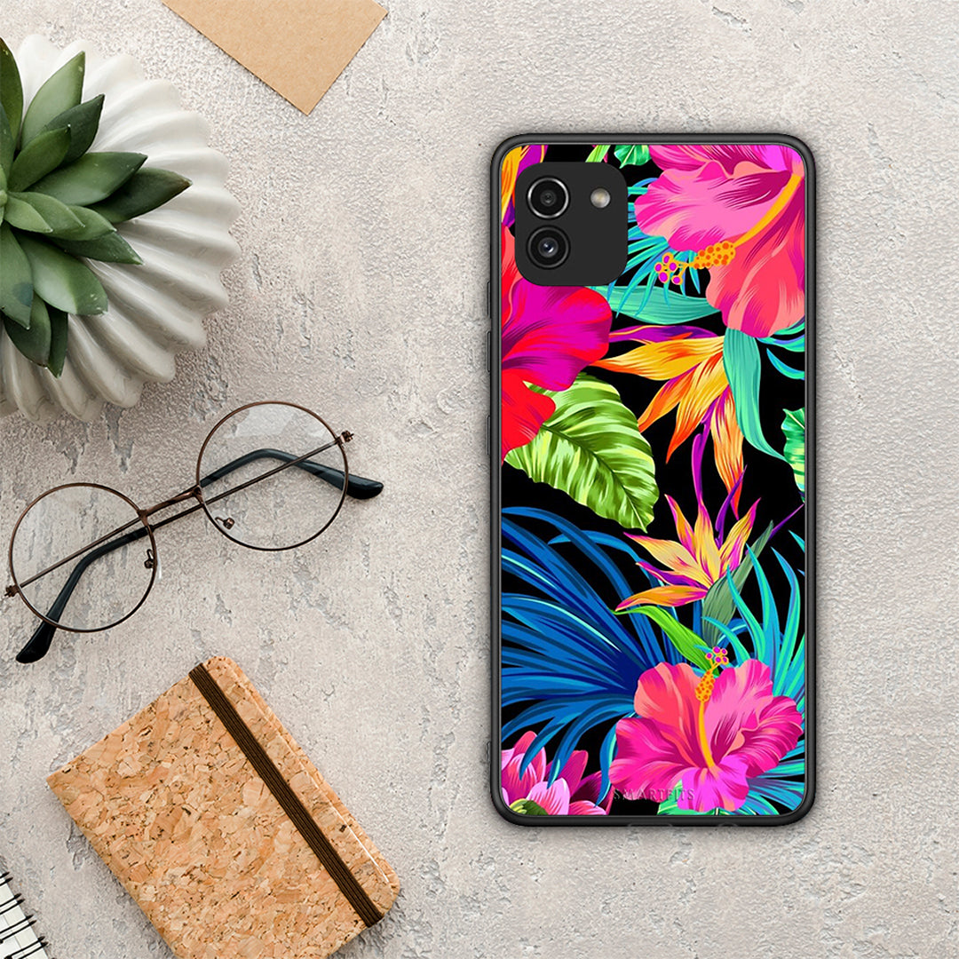 Tropical Flowers - Samsung Galaxy A03 θήκη