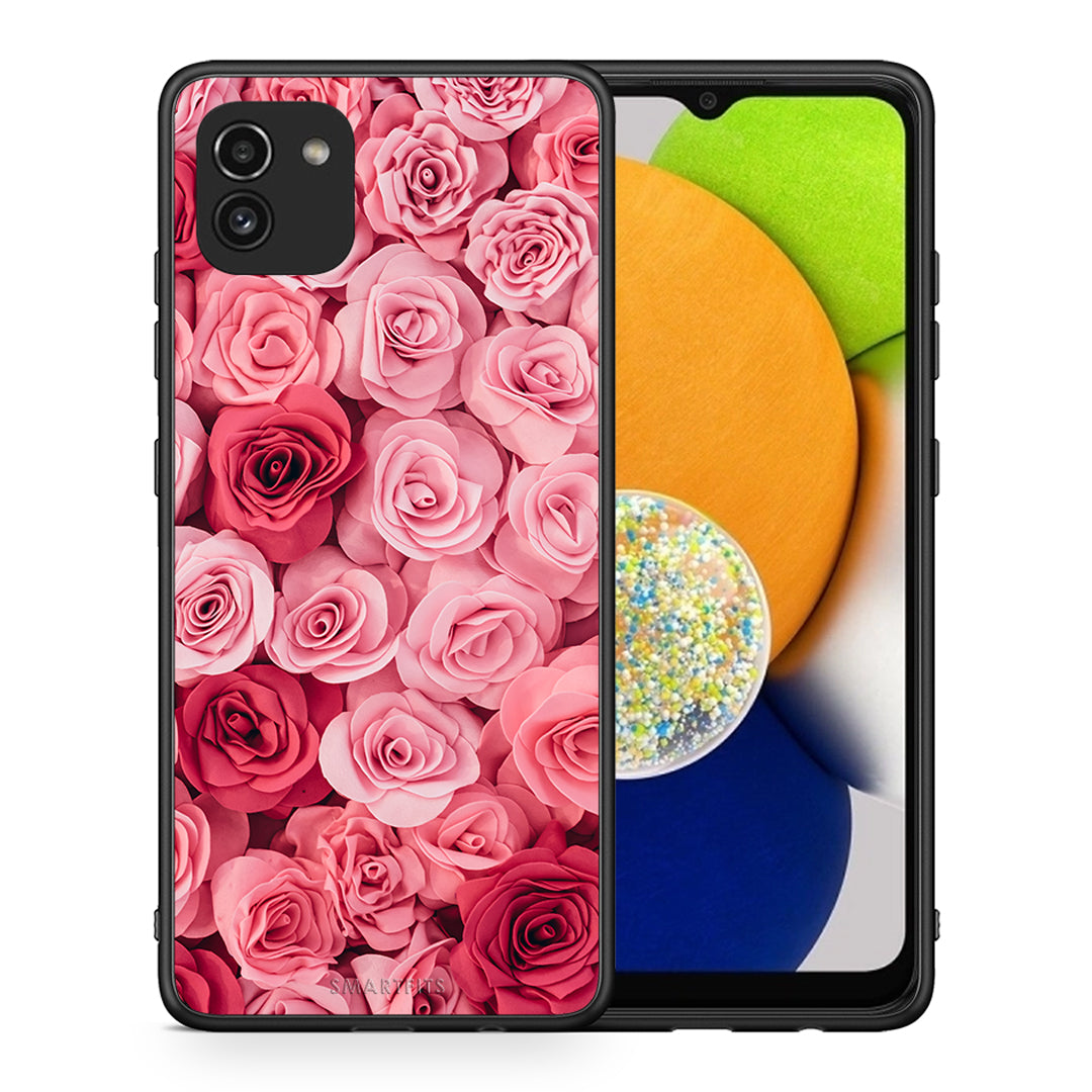 Θήκη Samsung A03 RoseGarden Valentine από τη Smartfits με σχέδιο στο πίσω μέρος και μαύρο περίβλημα | Samsung A03 RoseGarden Valentine case with colorful back and black bezels