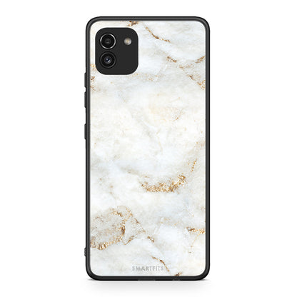 Samsung A03 White Gold Marble θήκη από τη Smartfits με σχέδιο στο πίσω μέρος και μαύρο περίβλημα | Smartphone case with colorful back and black bezels by Smartfits