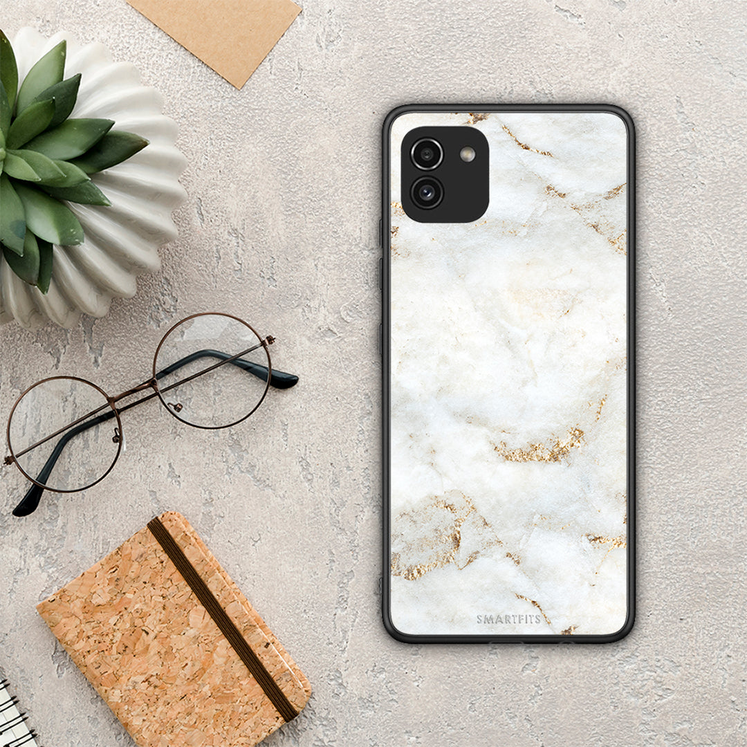 White Gold Marble - Samsung Galaxy A03 θήκη