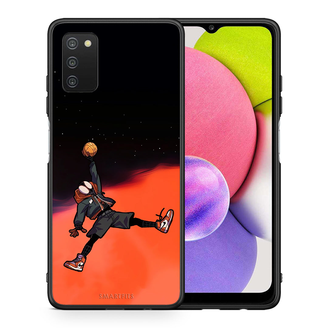 Θήκη Samsung A03s Basketball Hero από τη Smartfits με σχέδιο στο πίσω μέρος και μαύρο περίβλημα | Samsung A03s Basketball Hero case with colorful back and black bezels