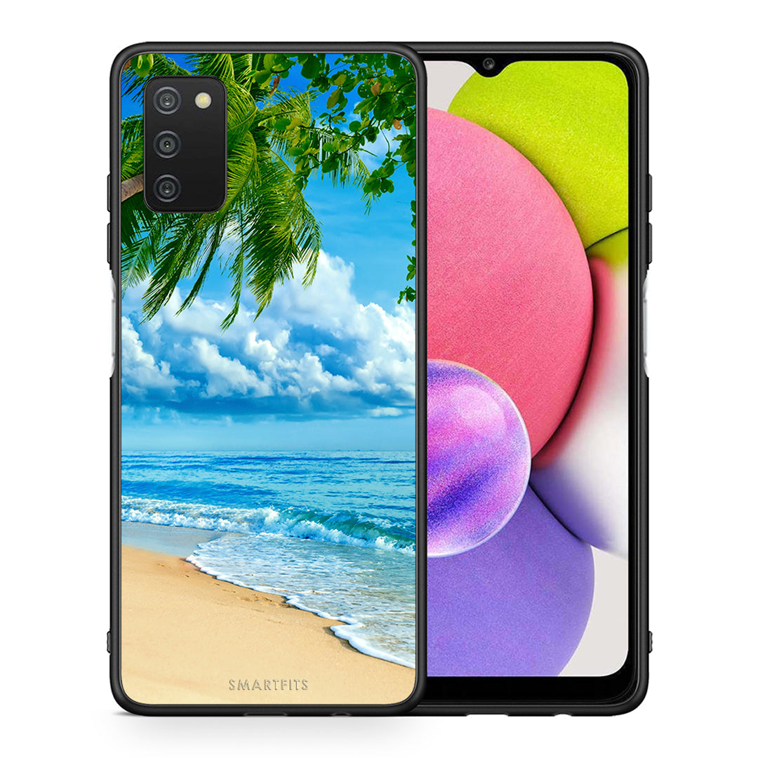 Θήκη Samsung A03s Beautiful Beach από τη Smartfits με σχέδιο στο πίσω μέρος και μαύρο περίβλημα | Samsung A03s Beautiful Beach case with colorful back and black bezels