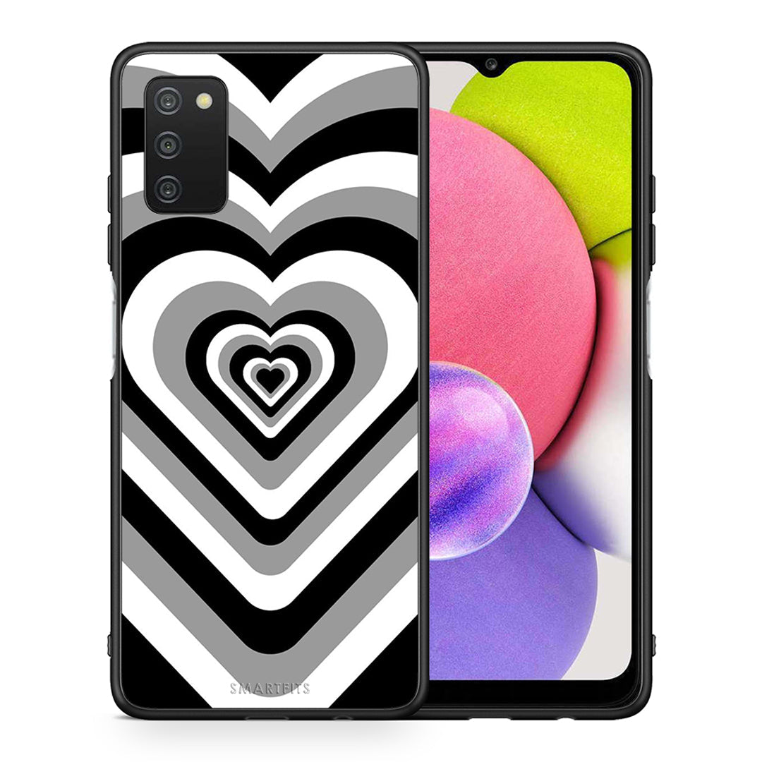 Θήκη Samsung A03s Black Hearts από τη Smartfits με σχέδιο στο πίσω μέρος και μαύρο περίβλημα | Samsung A03s Black Hearts case with colorful back and black bezels