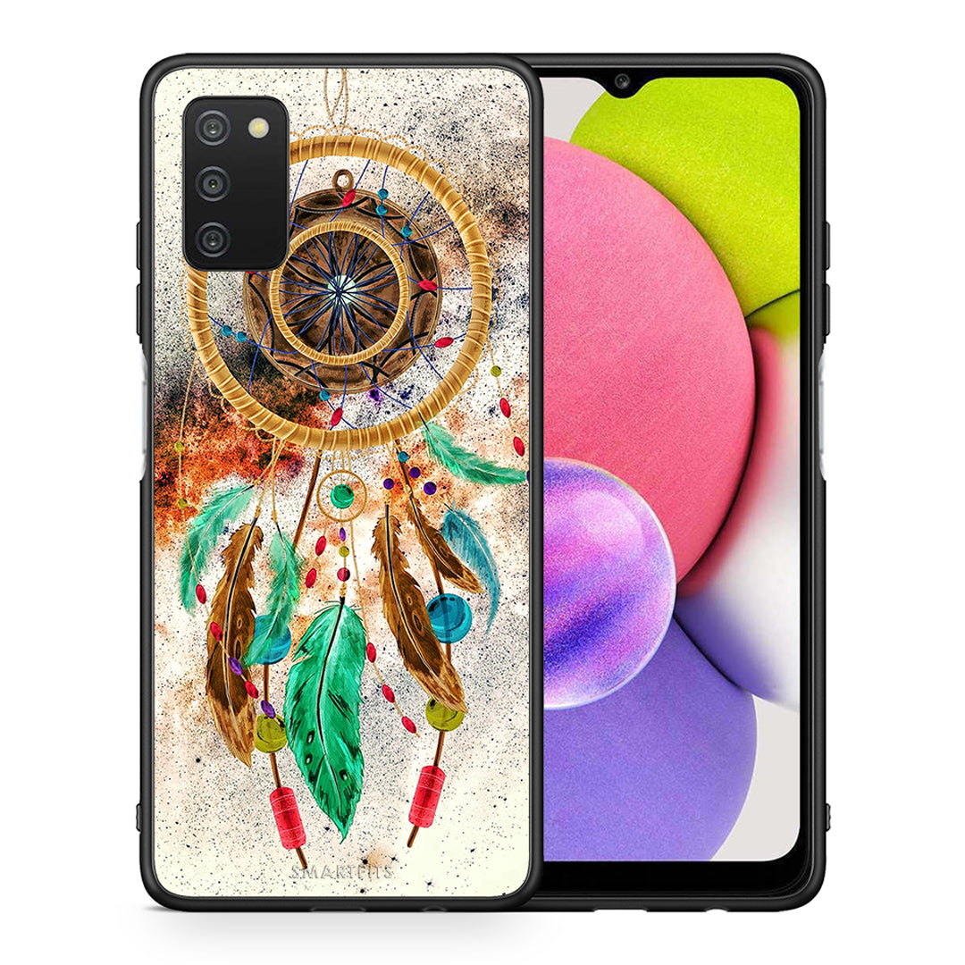 Θήκη Samsung A03s DreamCatcher Boho από τη Smartfits με σχέδιο στο πίσω μέρος και μαύρο περίβλημα | Samsung A03s DreamCatcher Boho case with colorful back and black bezels