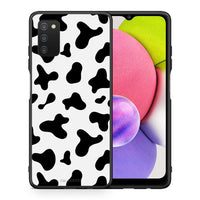 Thumbnail for Θήκη Samsung A03s Cow Print από τη Smartfits με σχέδιο στο πίσω μέρος και μαύρο περίβλημα | Samsung A03s Cow Print case with colorful back and black bezels