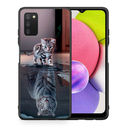 Θήκη Samsung A03s Tiger Cute από τη Smartfits με σχέδιο στο πίσω μέρος και μαύρο περίβλημα | Samsung A03s Tiger Cute case with colorful back and black bezels