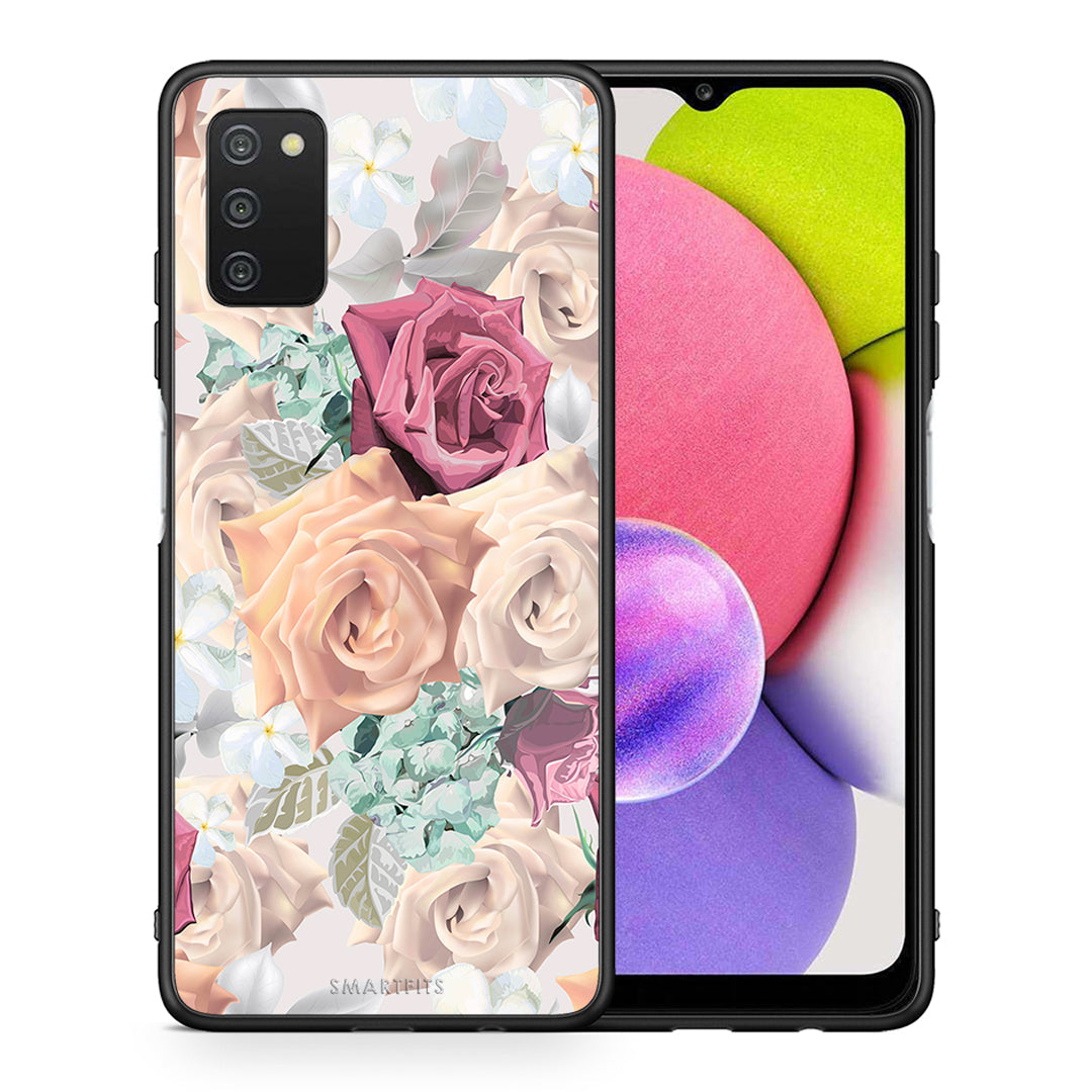Θήκη Samsung A03s Bouquet Floral από τη Smartfits με σχέδιο στο πίσω μέρος και μαύρο περίβλημα | Samsung A03s Bouquet Floral case with colorful back and black bezels