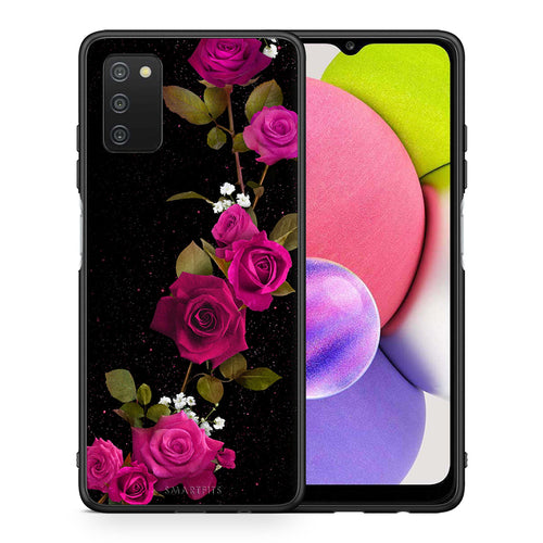 Θήκη Samsung A03s Red Roses Flower από τη Smartfits με σχέδιο στο πίσω μέρος και μαύρο περίβλημα | Samsung A03s Red Roses Flower case with colorful back and black bezels