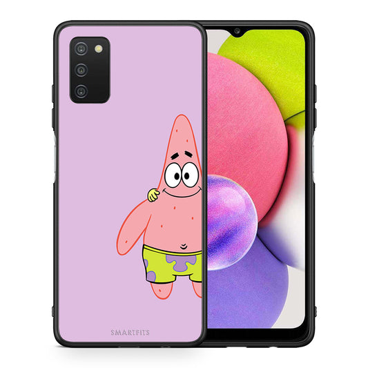 Θήκη Samsung A03s Friends Patrick από τη Smartfits με σχέδιο στο πίσω μέρος και μαύρο περίβλημα | Samsung A03s Friends Patrick case with colorful back and black bezels
