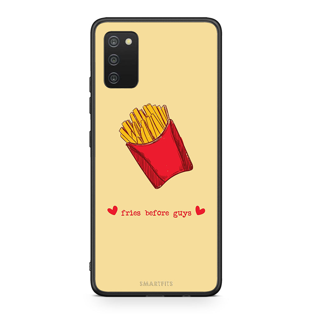 Samsung A03s Fries Before Guys Θήκη Αγίου Βαλεντίνου από τη Smartfits με σχέδιο στο πίσω μέρος και μαύρο περίβλημα | Smartphone case with colorful back and black bezels by Smartfits