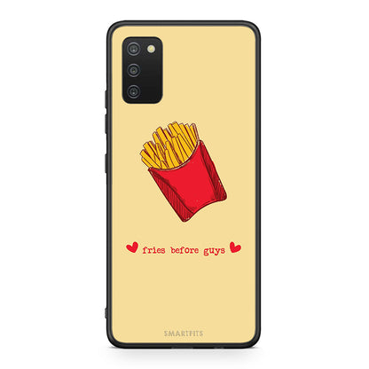 Samsung A03s Fries Before Guys Θήκη Αγίου Βαλεντίνου από τη Smartfits με σχέδιο στο πίσω μέρος και μαύρο περίβλημα | Smartphone case with colorful back and black bezels by Smartfits