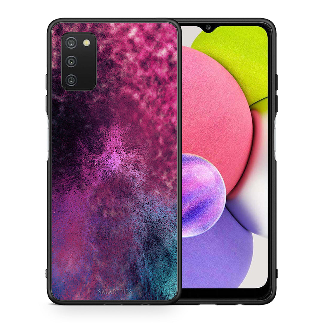 Θήκη Samsung A03s Aurora Galaxy από τη Smartfits με σχέδιο στο πίσω μέρος και μαύρο περίβλημα | Samsung A03s Aurora Galaxy case with colorful back and black bezels