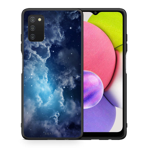 Θήκη Samsung A03s Blue Sky Galaxy από τη Smartfits με σχέδιο στο πίσω μέρος και μαύρο περίβλημα | Samsung A03s Blue Sky Galaxy case with colorful back and black bezels