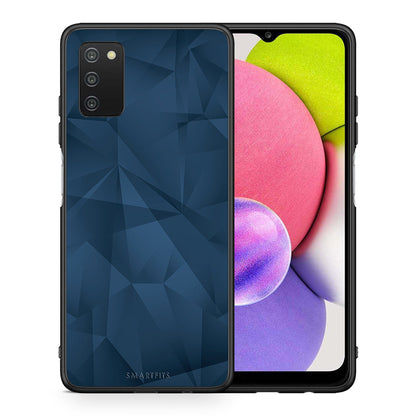 Θήκη Samsung A03s Blue Abstract Geometric από τη Smartfits με σχέδιο στο πίσω μέρος και μαύρο περίβλημα | Samsung A03s Blue Abstract Geometric case with colorful back and black bezels