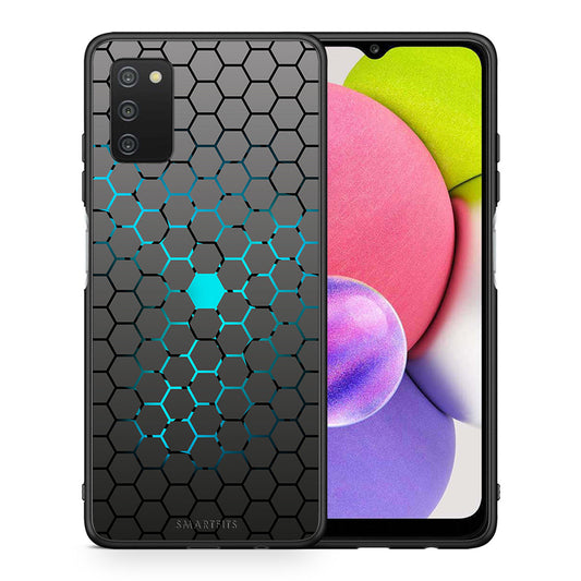 Θήκη Samsung A03s Hexagonal Geometric από τη Smartfits με σχέδιο στο πίσω μέρος και μαύρο περίβλημα | Samsung A03s Hexagonal Geometric case with colorful back and black bezels