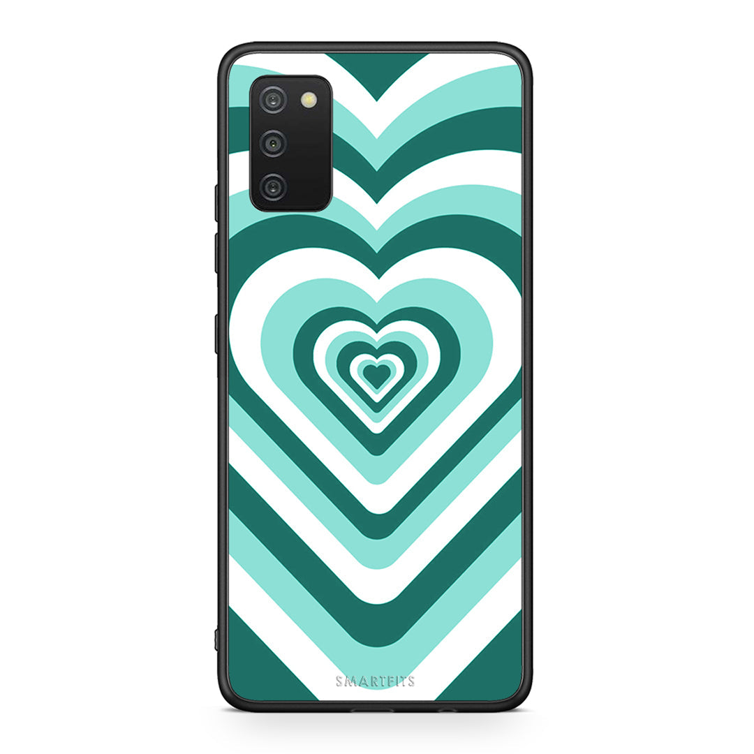 Samsung A03s Green Hearts θήκη από τη Smartfits με σχέδιο στο πίσω μέρος και μαύρο περίβλημα | Smartphone case with colorful back and black bezels by Smartfits