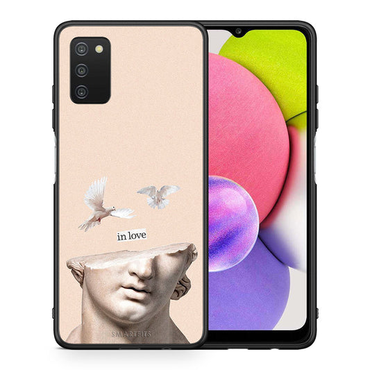 Θήκη Samsung A03s In Love από τη Smartfits με σχέδιο στο πίσω μέρος και μαύρο περίβλημα | Samsung A03s In Love case with colorful back and black bezels