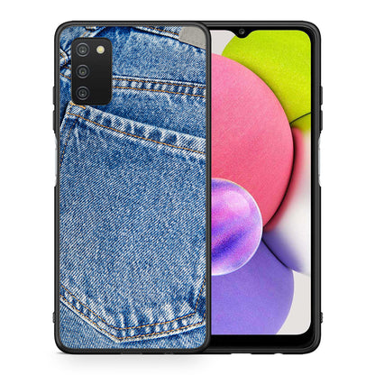Θήκη Samsung A03s Jeans Pocket από τη Smartfits με σχέδιο στο πίσω μέρος και μαύρο περίβλημα | Samsung A03s Jeans Pocket case with colorful back and black bezels