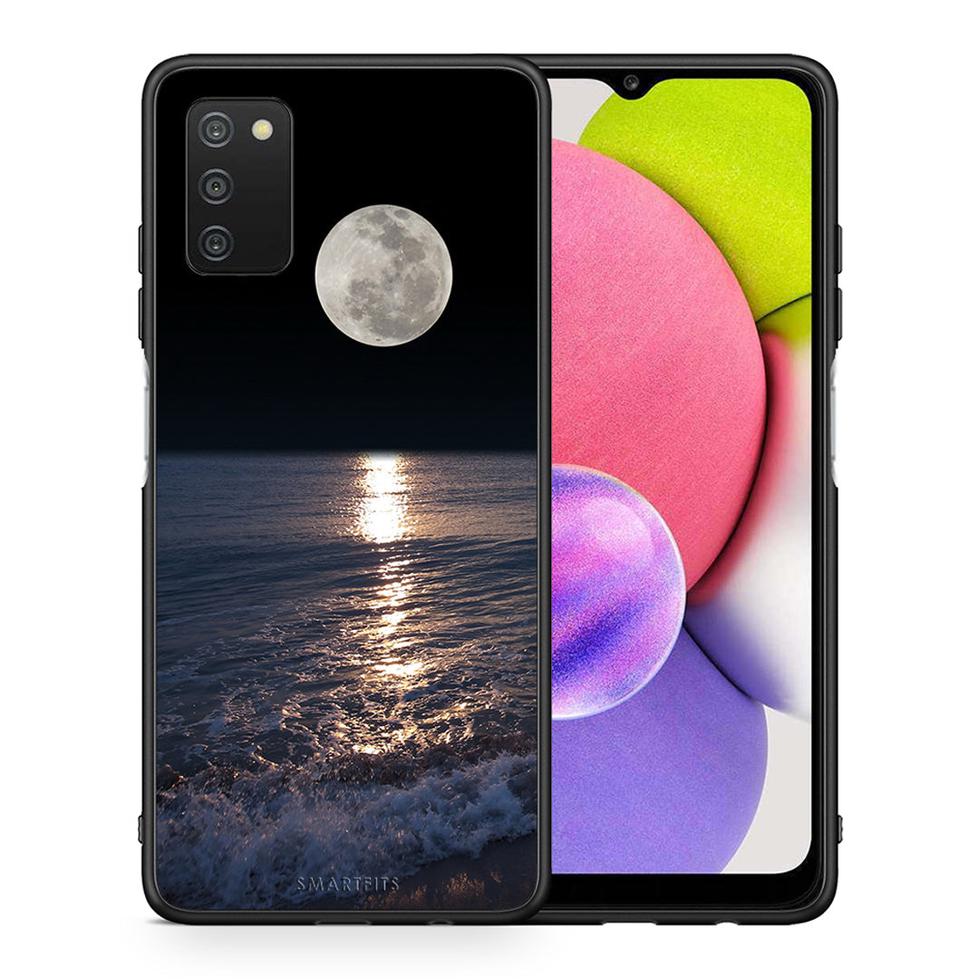 Θήκη Samsung A03s Moon Landscape από τη Smartfits με σχέδιο στο πίσω μέρος και μαύρο περίβλημα | Samsung A03s Moon Landscape case with colorful back and black bezels