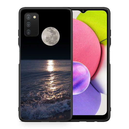 Θήκη Samsung A03s Moon Landscape από τη Smartfits με σχέδιο στο πίσω μέρος και μαύρο περίβλημα | Samsung A03s Moon Landscape case with colorful back and black bezels
