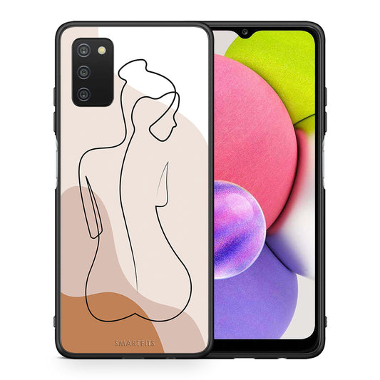 Θήκη Samsung A03s LineArt Woman από τη Smartfits με σχέδιο στο πίσω μέρος και μαύρο περίβλημα | Samsung A03s LineArt Woman case with colorful back and black bezels