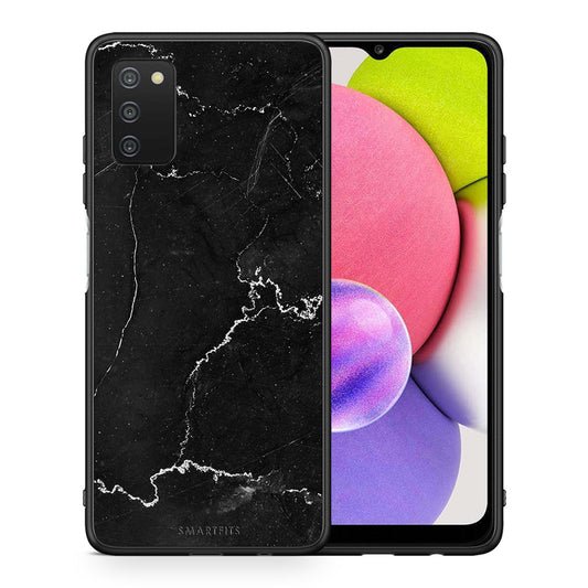 Θήκη Samsung A03s Marble Black από τη Smartfits με σχέδιο στο πίσω μέρος και μαύρο περίβλημα | Samsung A03s Marble Black case with colorful back and black bezels