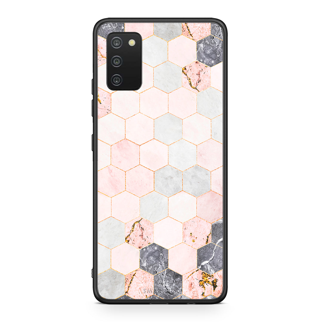 4 - Samsung A03s Hexagon Pink Marble case, cover, bumper
