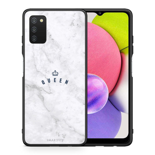 Θήκη Samsung A03s Queen Marble από τη Smartfits με σχέδιο στο πίσω μέρος και μαύρο περίβλημα | Samsung A03s Queen Marble case with colorful back and black bezels