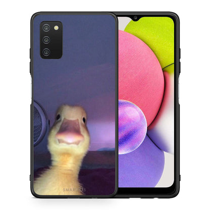 Θήκη Samsung A03s Meme Duck από τη Smartfits με σχέδιο στο πίσω μέρος και μαύρο περίβλημα | Samsung A03s Meme Duck case with colorful back and black bezels