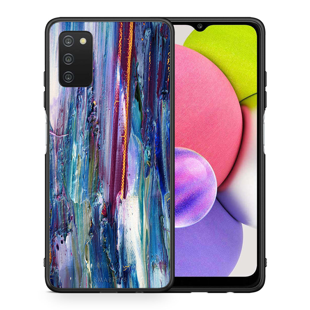 Θήκη Samsung A03s Winter Paint από τη Smartfits με σχέδιο στο πίσω μέρος και μαύρο περίβλημα | Samsung A03s Winter Paint case with colorful back and black bezels
