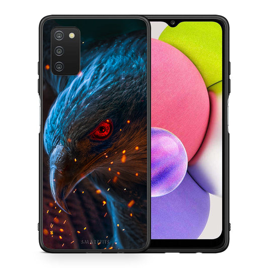 Θήκη Samsung A03s Eagle PopArt από τη Smartfits με σχέδιο στο πίσω μέρος και μαύρο περίβλημα | Samsung A03s Eagle PopArt case with colorful back and black bezels