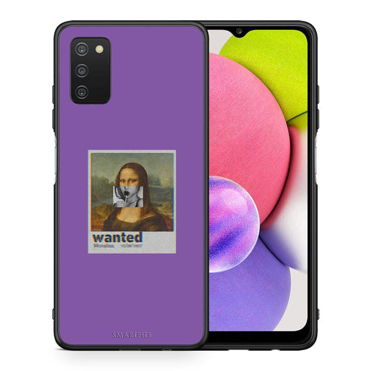 Θήκη Samsung A03s Monalisa Popart από τη Smartfits με σχέδιο στο πίσω μέρος και μαύρο περίβλημα | Samsung A03s Monalisa Popart case with colorful back and black bezels