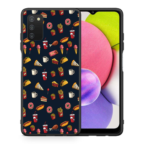 Θήκη Samsung A03s Hungry Random από τη Smartfits με σχέδιο στο πίσω μέρος και μαύρο περίβλημα | Samsung A03s Hungry Random case with colorful back and black bezels