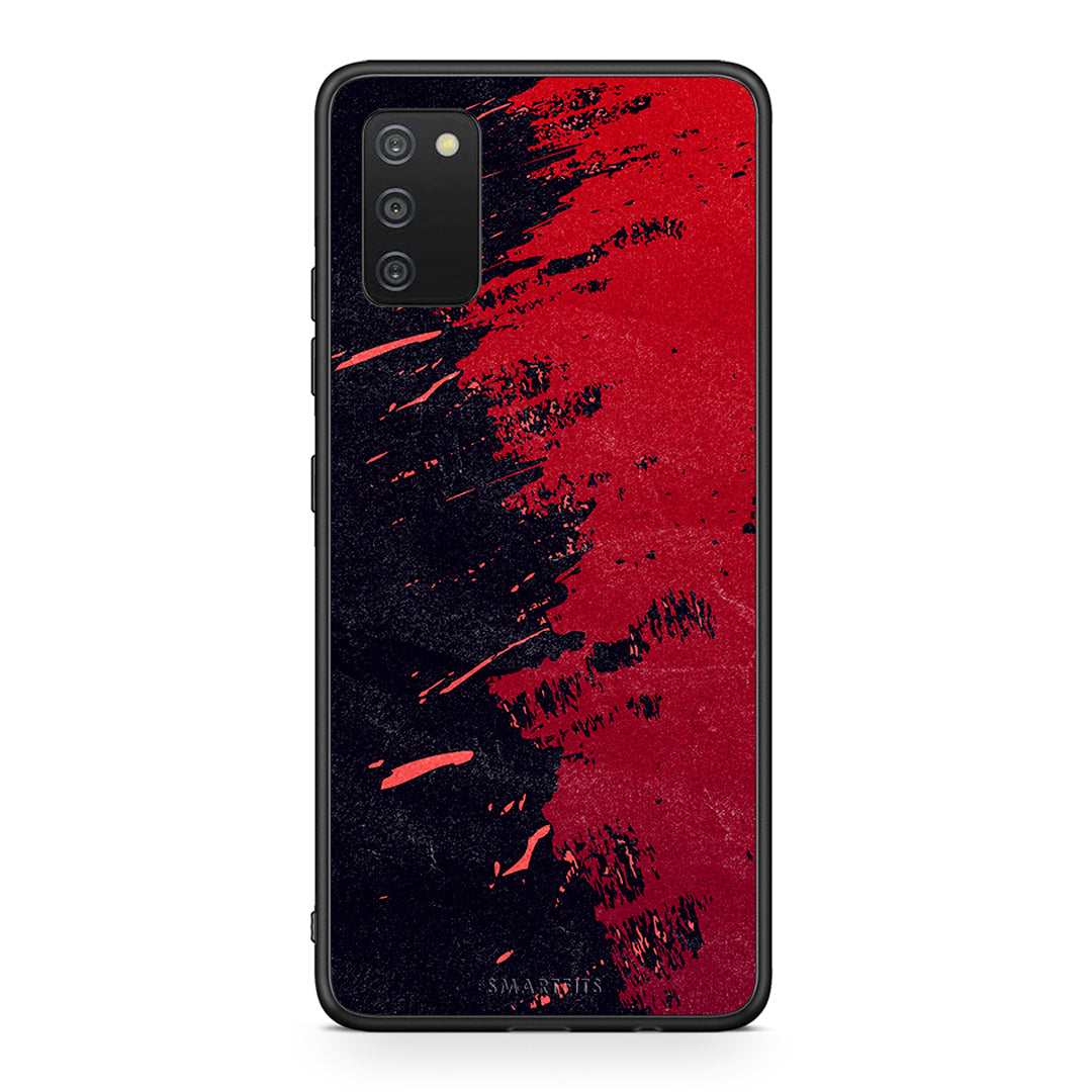 Samsung A03s Red Paint Θήκη Αγίου Βαλεντίνου από τη Smartfits με σχέδιο στο πίσω μέρος και μαύρο περίβλημα | Smartphone case with colorful back and black bezels by Smartfits