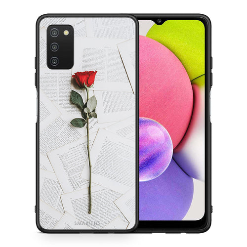 Θήκη Samsung A03s Red Rose από τη Smartfits με σχέδιο στο πίσω μέρος και μαύρο περίβλημα | Samsung A03s Red Rose case with colorful back and black bezels