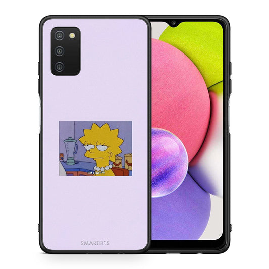 Θήκη Samsung A03s So Happy από τη Smartfits με σχέδιο στο πίσω μέρος και μαύρο περίβλημα | Samsung A03s So Happy case with colorful back and black bezels