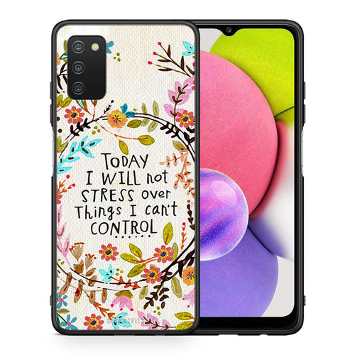 Θήκη Samsung A03s Stress Over από τη Smartfits με σχέδιο στο πίσω μέρος και μαύρο περίβλημα | Samsung A03s Stress Over case with colorful back and black bezels