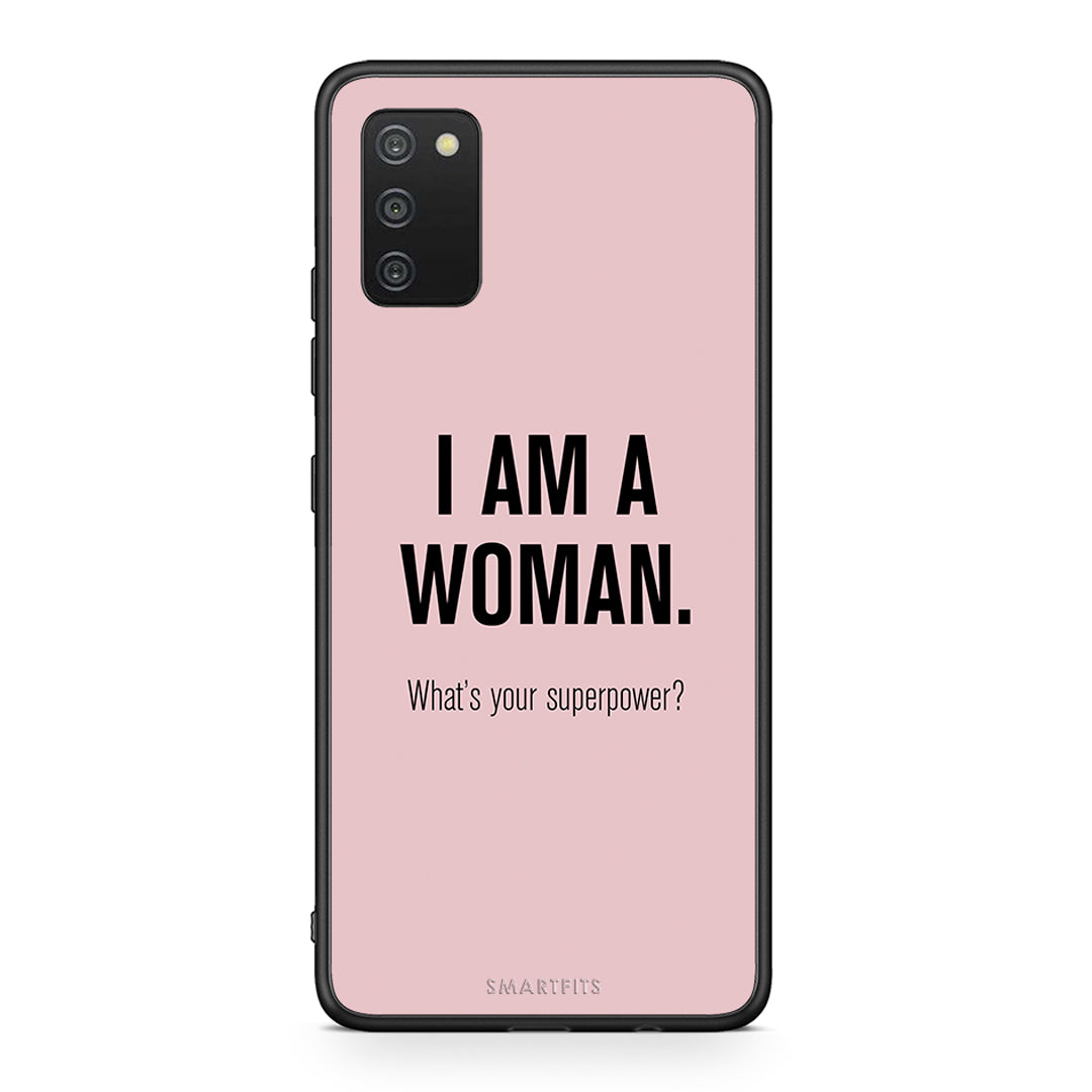 Samsung A03s Superpower Woman θήκη από τη Smartfits με σχέδιο στο πίσω μέρος και μαύρο περίβλημα | Smartphone case with colorful back and black bezels by Smartfits