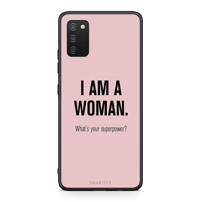 Samsung A03s Superpower Woman θήκη από τη Smartfits με σχέδιο στο πίσω μέρος και μαύρο περίβλημα | Smartphone case with colorful back and black bezels by Smartfits