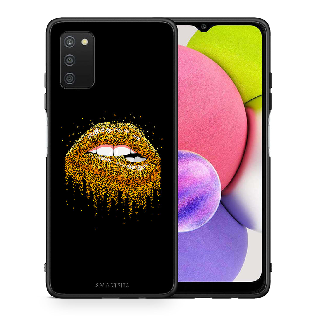 Θήκη Samsung A03s Golden Valentine από τη Smartfits με σχέδιο στο πίσω μέρος και μαύρο περίβλημα | Samsung A03s Golden Valentine case with colorful back and black bezels