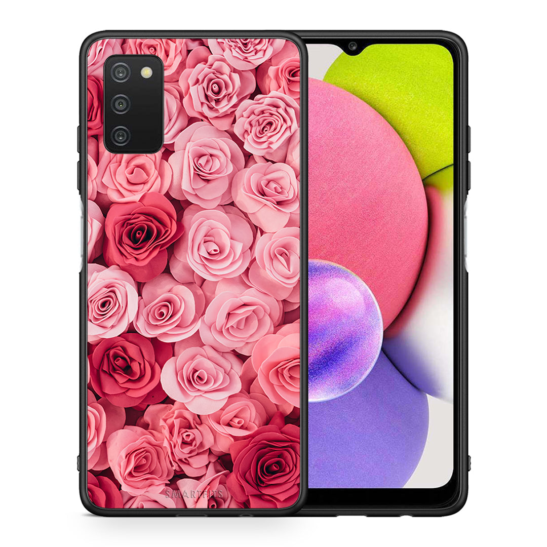 Θήκη Samsung A03s RoseGarden Valentine από τη Smartfits με σχέδιο στο πίσω μέρος και μαύρο περίβλημα | Samsung A03s RoseGarden Valentine case with colorful back and black bezels