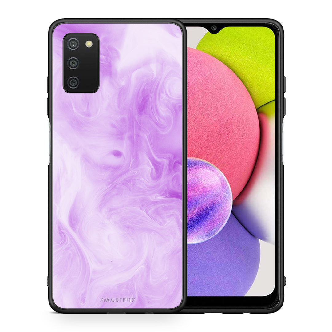 Θήκη Samsung A03s Lavender Watercolor από τη Smartfits με σχέδιο στο πίσω μέρος και μαύρο περίβλημα | Samsung A03s Lavender Watercolor case with colorful back and black bezels