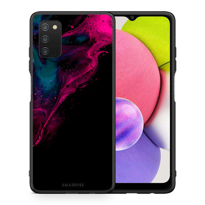 Θήκη Samsung A03s Pink Black Watercolor από τη Smartfits με σχέδιο στο πίσω μέρος και μαύρο περίβλημα | Samsung A03s Pink Black Watercolor case with colorful back and black bezels