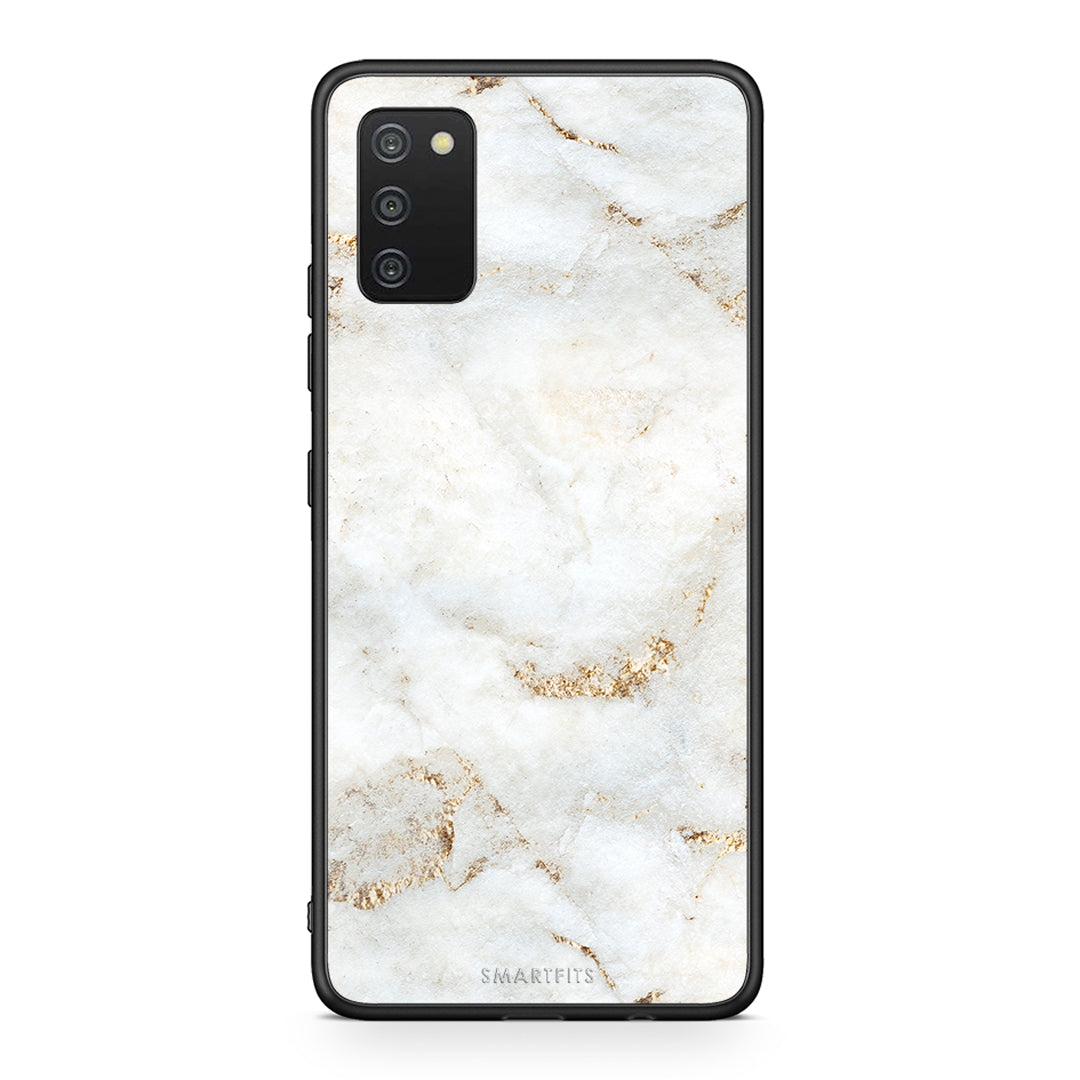 Samsung A03s White Gold Marble θήκη από τη Smartfits με σχέδιο στο πίσω μέρος και μαύρο περίβλημα | Smartphone case with colorful back and black bezels by Smartfits
