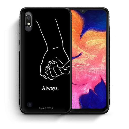 Θήκη Αγίου Βαλεντίνου Samsung A10 Always & Forever 1 από τη Smartfits με σχέδιο στο πίσω μέρος και μαύρο περίβλημα | Samsung A10 Always & Forever 1 case with colorful back and black bezels