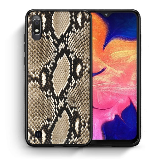 Θήκη Samsung A10 Fashion Snake Animal από τη Smartfits με σχέδιο στο πίσω μέρος και μαύρο περίβλημα | Samsung A10 Fashion Snake Animal case with colorful back and black bezels