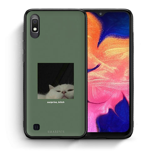 Θήκη Samsung A10 Bitch Surprise από τη Smartfits με σχέδιο στο πίσω μέρος και μαύρο περίβλημα | Samsung A10 Bitch Surprise case with colorful back and black bezels