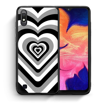 Θήκη Samsung A10 Black Hearts από τη Smartfits με σχέδιο στο πίσω μέρος και μαύρο περίβλημα | Samsung A10 Black Hearts case with colorful back and black bezels