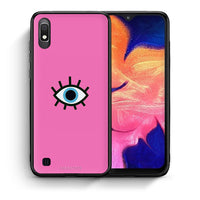 Thumbnail for Θήκη Samsung A10 Blue Eye Pink από τη Smartfits με σχέδιο στο πίσω μέρος και μαύρο περίβλημα | Samsung A10 Blue Eye Pink case with colorful back and black bezels