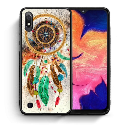 Θήκη Samsung A10 DreamCatcher Boho από τη Smartfits με σχέδιο στο πίσω μέρος και μαύρο περίβλημα | Samsung A10 DreamCatcher Boho case with colorful back and black bezels